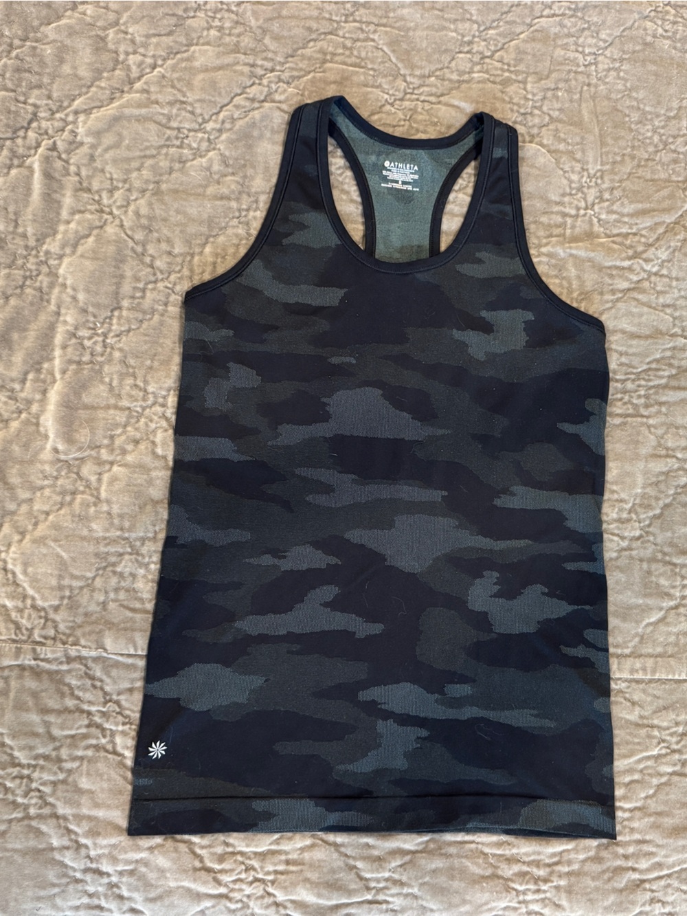 Athleta Black & Charcoal Camo Racerback Tank size S